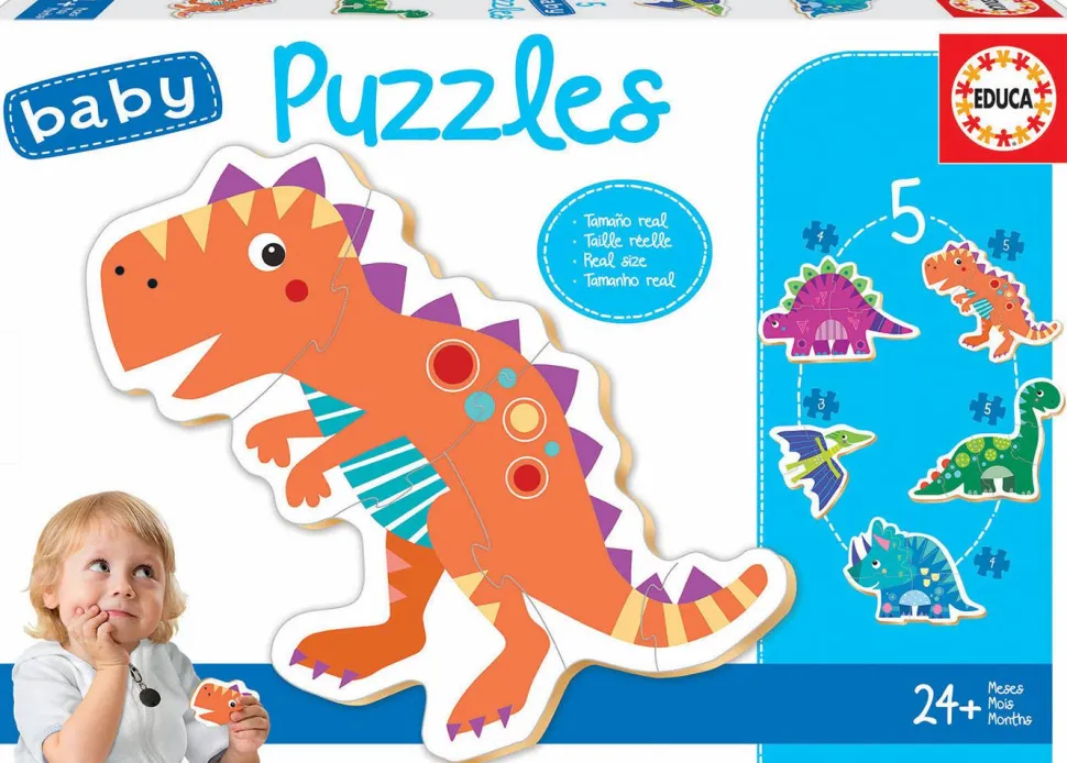 Puslespil m. dinosaurer - Fra 2 år