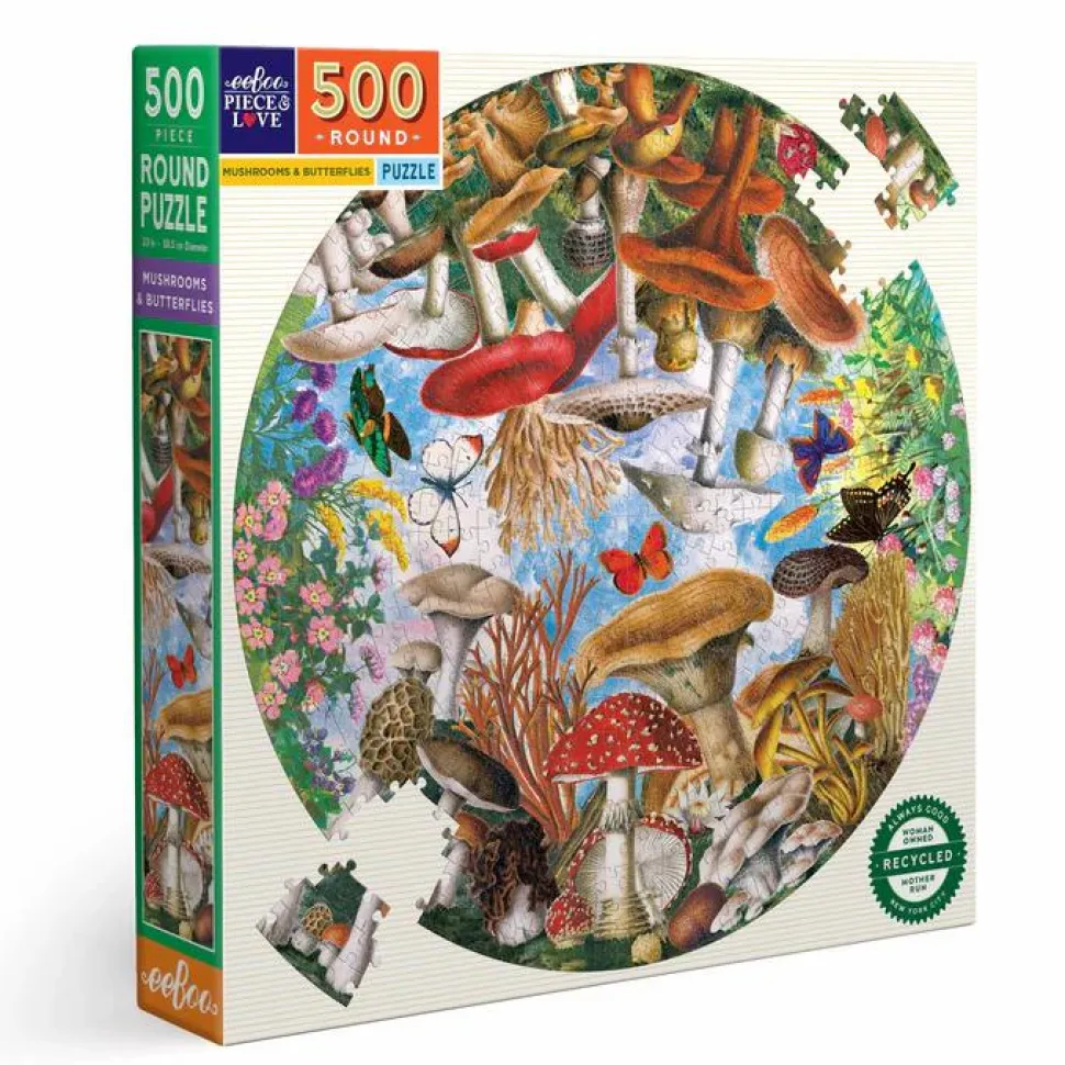 Puslespil med 500 brikker - Svampe & sommerfugle