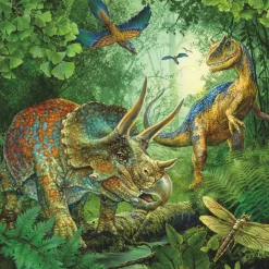 Puslespil med 3 x 49 brikker - Dinosaurer