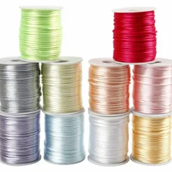 Satinsnor Ø2 mm, 50 m - Pastelfarver, 10 stk