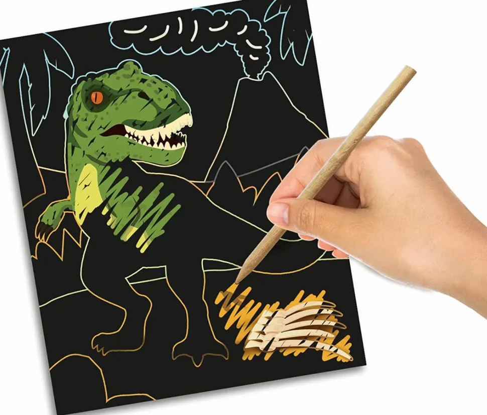 Scratch kort - Glow in the dark dinosaurer
