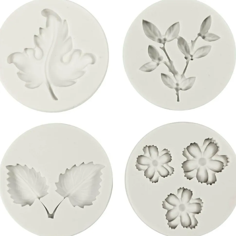Silikoneform - Blade & blomster, 6 motiver