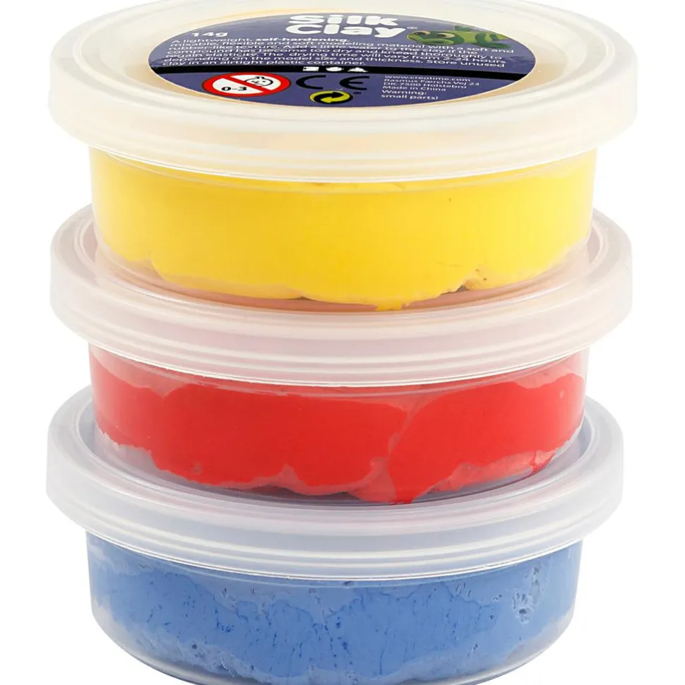 Silk Clay 3 x 14 gr. - Blå, rød & gul