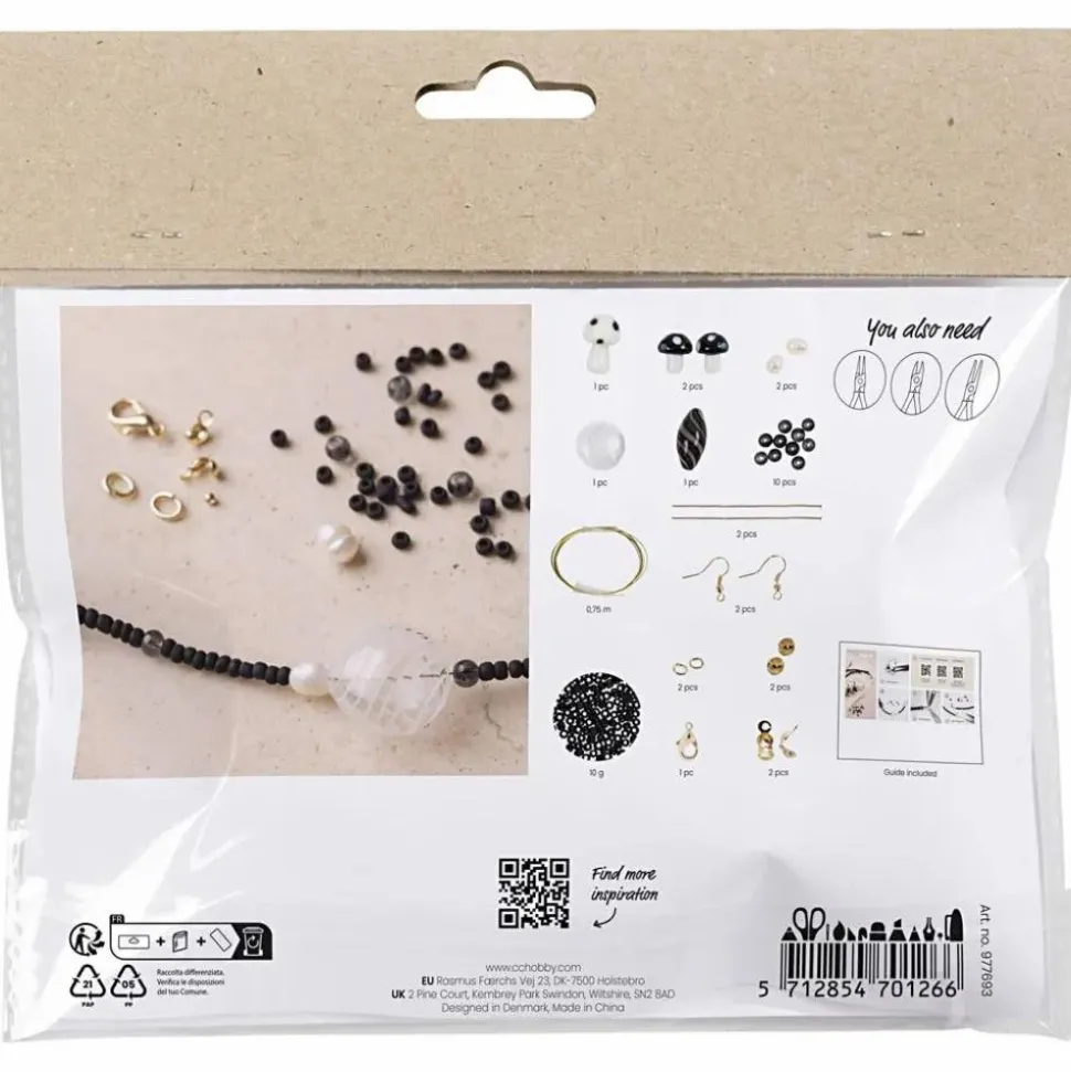 Smykkekit - Halskæde & øreringe, Sort harmoni