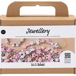 Smykkekit m. træperler - Pastelfarver