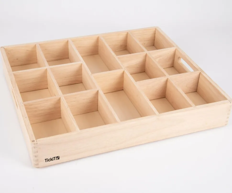 Sorteringsbakke af træ, 14 rum