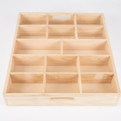Sorteringsbakke af træ, 14 rum