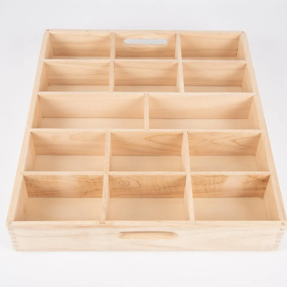 Sorteringsbakke af træ, 14 rum