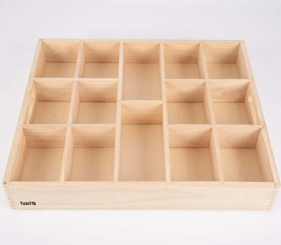 Sorteringsbakke af træ, 14 rum