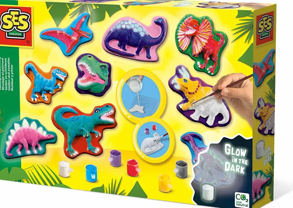 Støb & Mal - Dinosaurer, Glow-in-the-dark