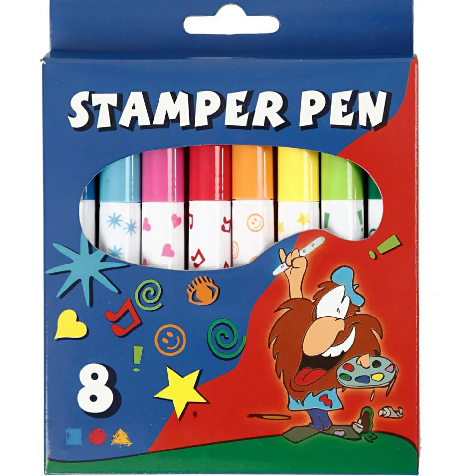 Stempeltusser - Ass. farver, 8 stk