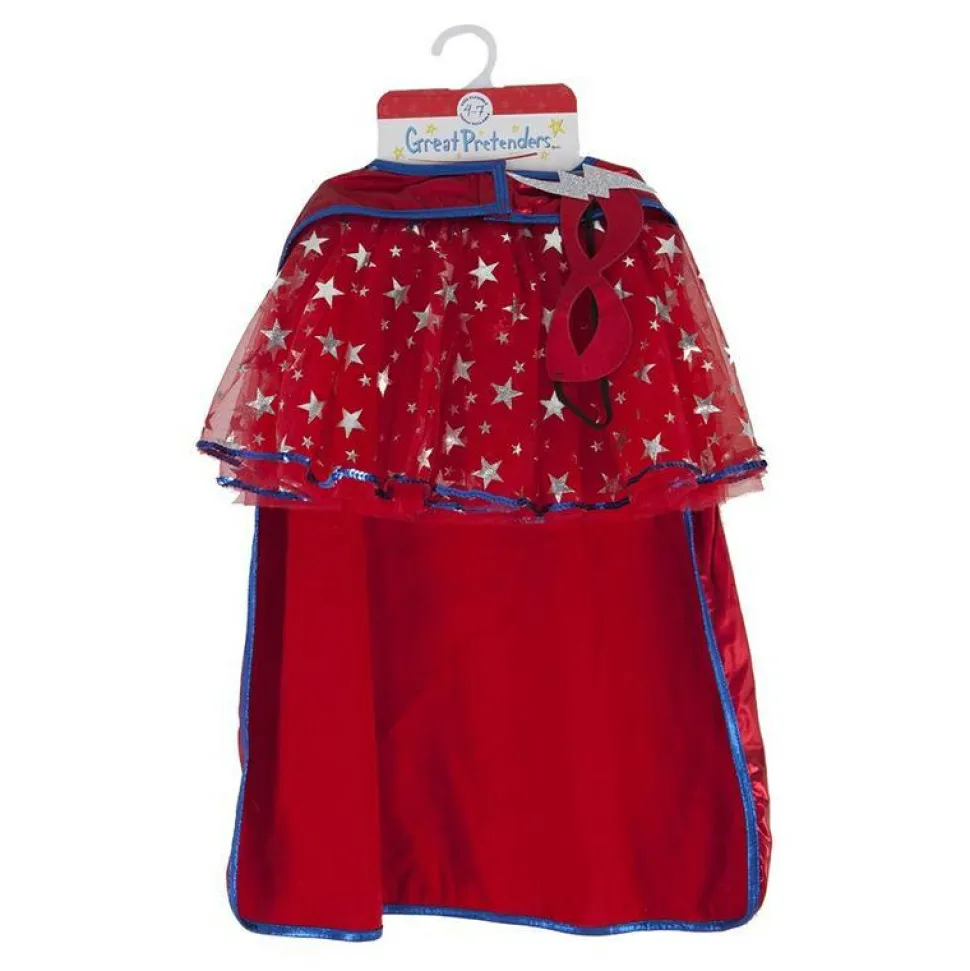Superheltinde m. skørt og maske, str. 4-7 år
