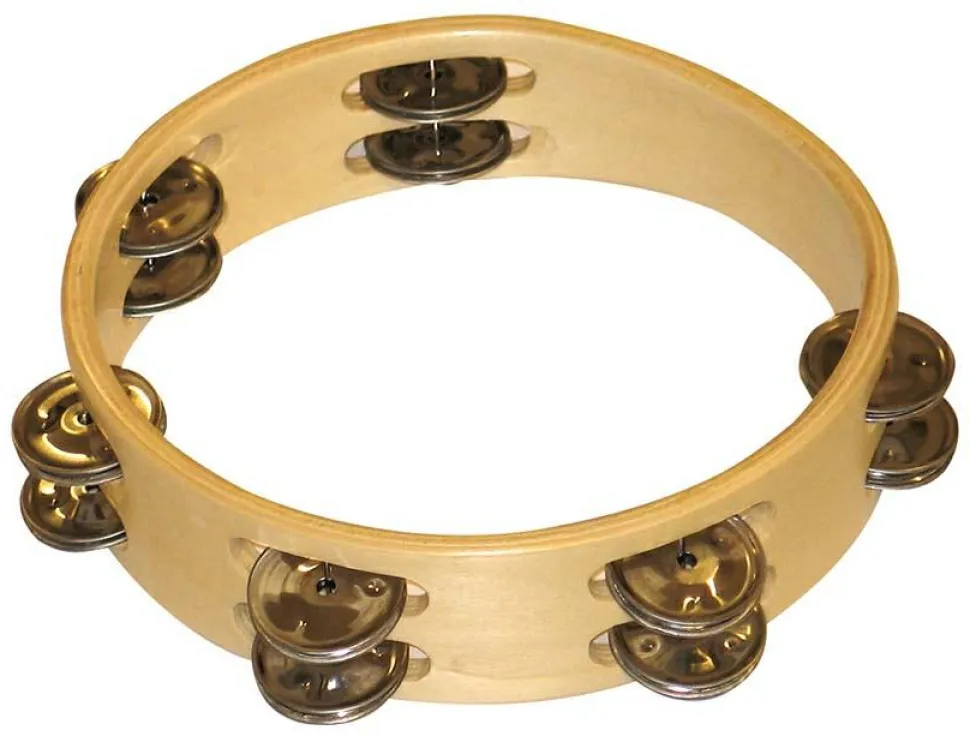 Tamburin i træ 21 cm