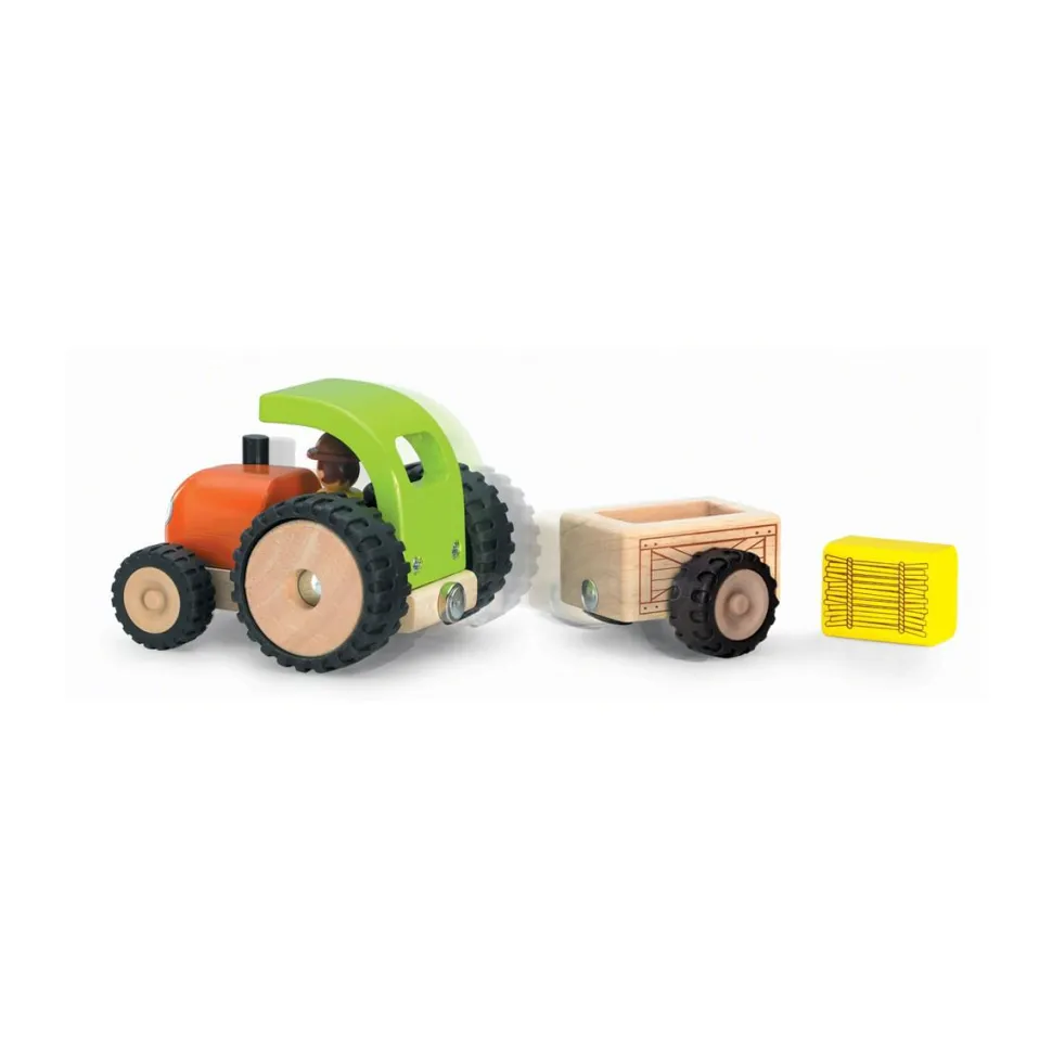 Traktor m. anhænger og gummihjul