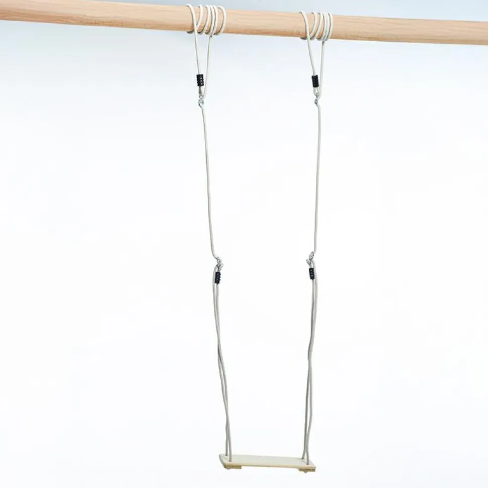 Trægynge 44 x 17,5 cm - 6 meter (beige reb)