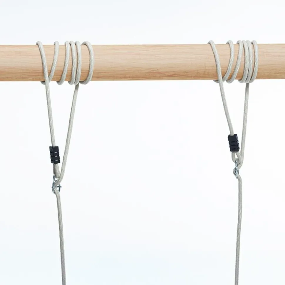 Trægynge 44 x 17,5 cm - 6 meter (beige reb)