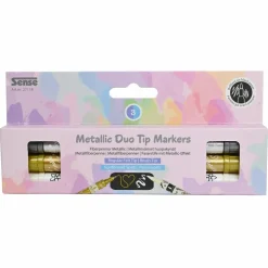 Twin Markers - Guld/sølv/hvid, 3 stk