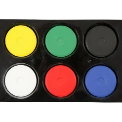 Vandfarver Ø4,4 cm - Basisfarver, 6 stk