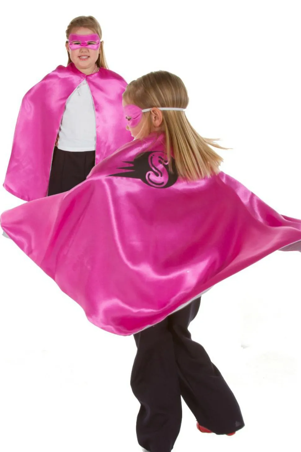 Vendbar kappe - Pink/sølv superhelt, str. 3-7 år